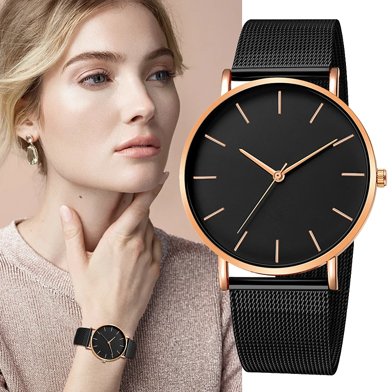 

2020 Модные женские простые кварцевые часы Reloj, женские часы, повседневные женские часы из нержавеющей стали с сеткой и металлическим ремешко...