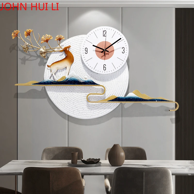 

Креативные настенные часы для гостиной, домашние креативные настенные часы, атмосфера, тихие, скандинавские, простые, современные, легкие, р...