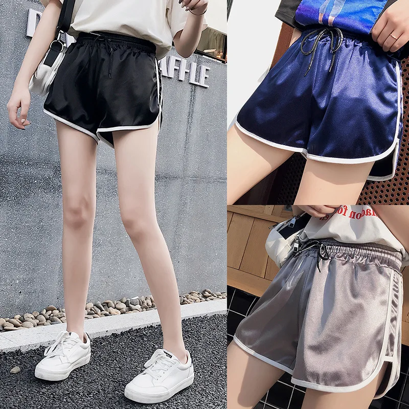2020 летние женские шорты модные свободные с высокой талией и завязками спортивная