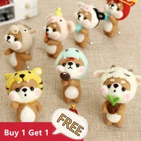 diy craft needle felted animals handmade the 12 chinese zodiacs style of shiba toy felt wool craft kits for childrenfriend gift