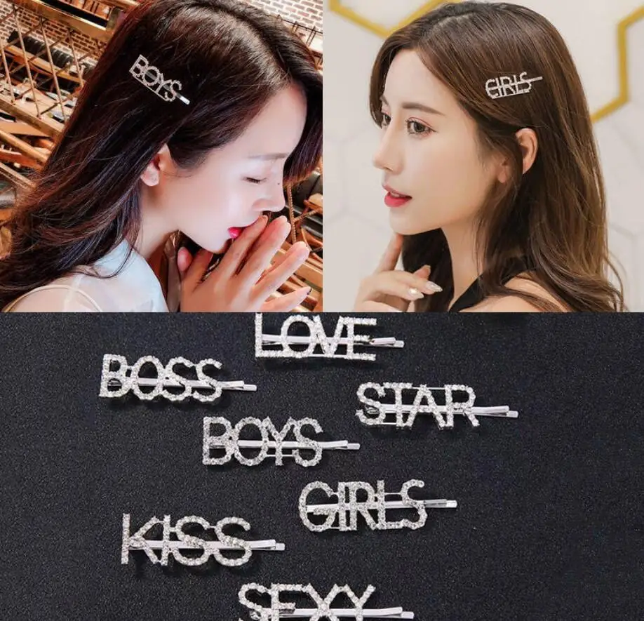 Новая модная заколка для волос с кристаллами Стразы GLAM DRIPPIN буквы заколки