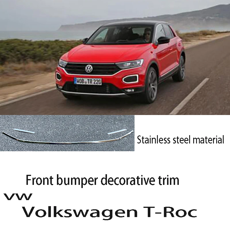 

Отделка переднего бампера для VW-Volkswagen T-Roc, Модифицированная Передняя бампер, противофрикционная передняя губа, отделка из нержавеющей стал...