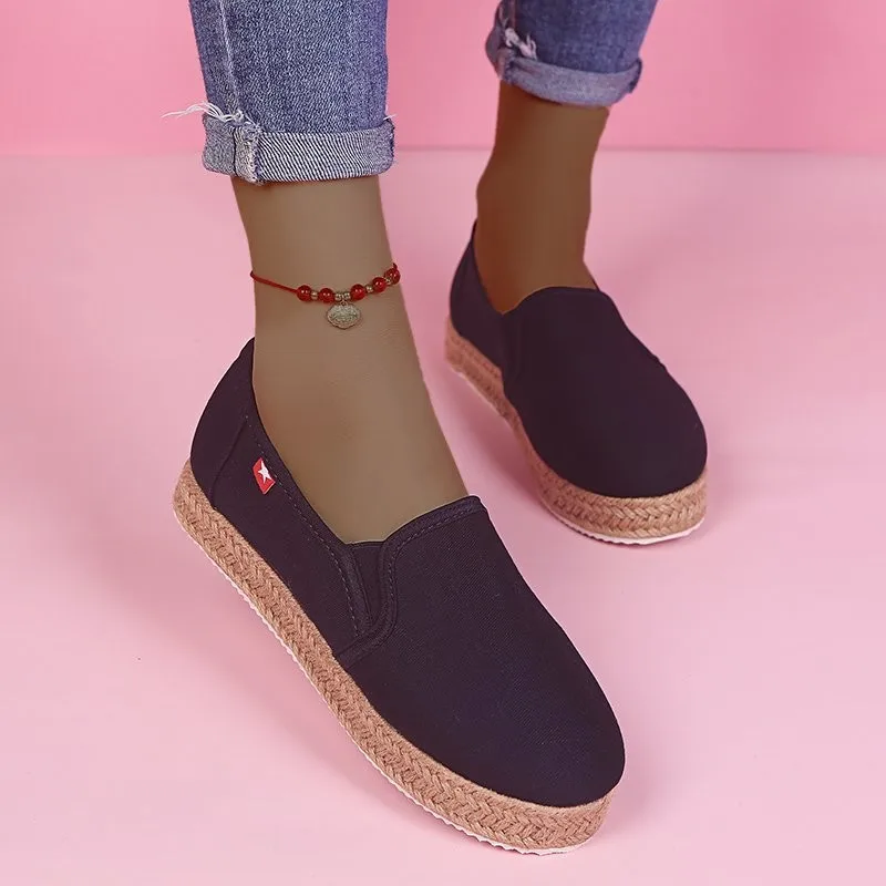women flats casual shoes woman canvas fabric plus size loafers slip on single shoe chaussures femme
