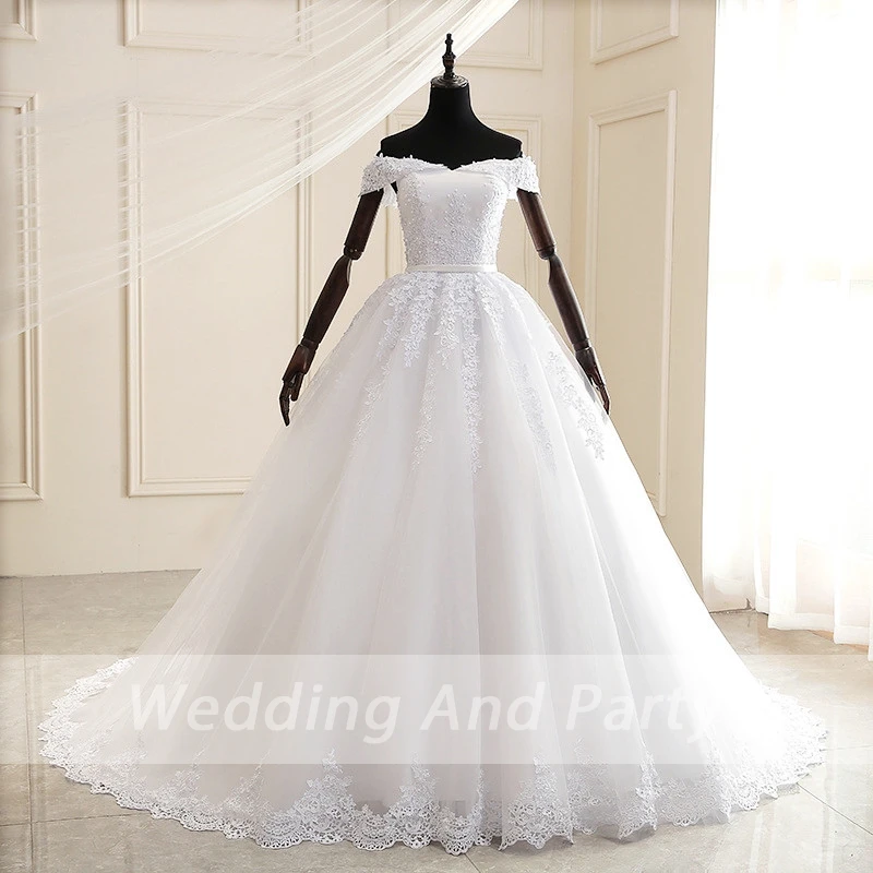 2020 Lace Gowns Wedding Dress Robe Princess Marriage Plus Size Long Train Tulle Marriage ball gown Bridal Wedding gown