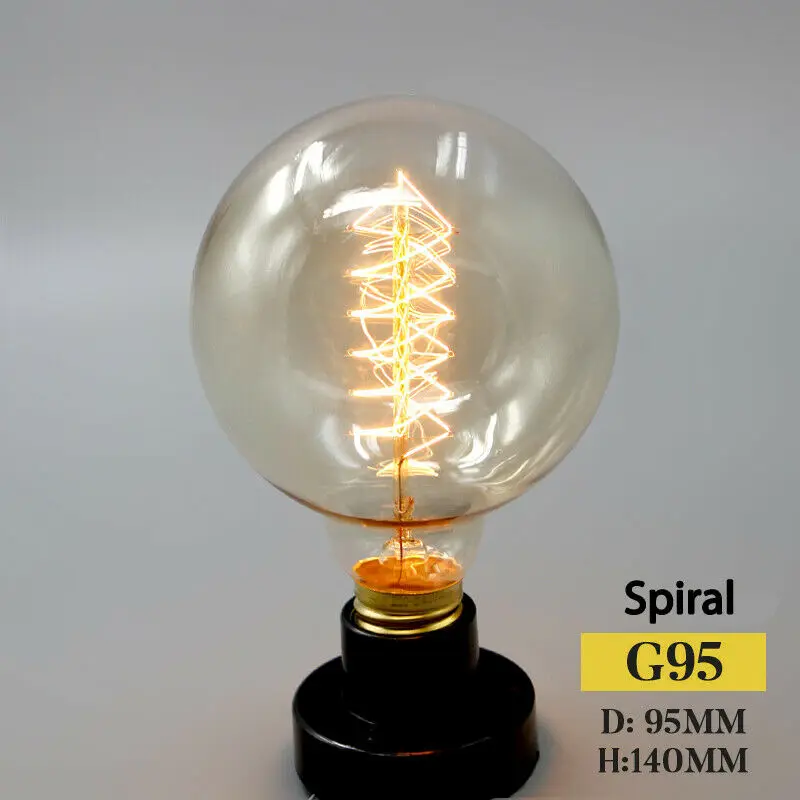 Винтаж Эдисон лампы E27 G95 40 Вт на пружине в ретро стиле Эдисона с LED светильник 220 V-240 V лампа накаливания для домашнего декора Творческий лампы