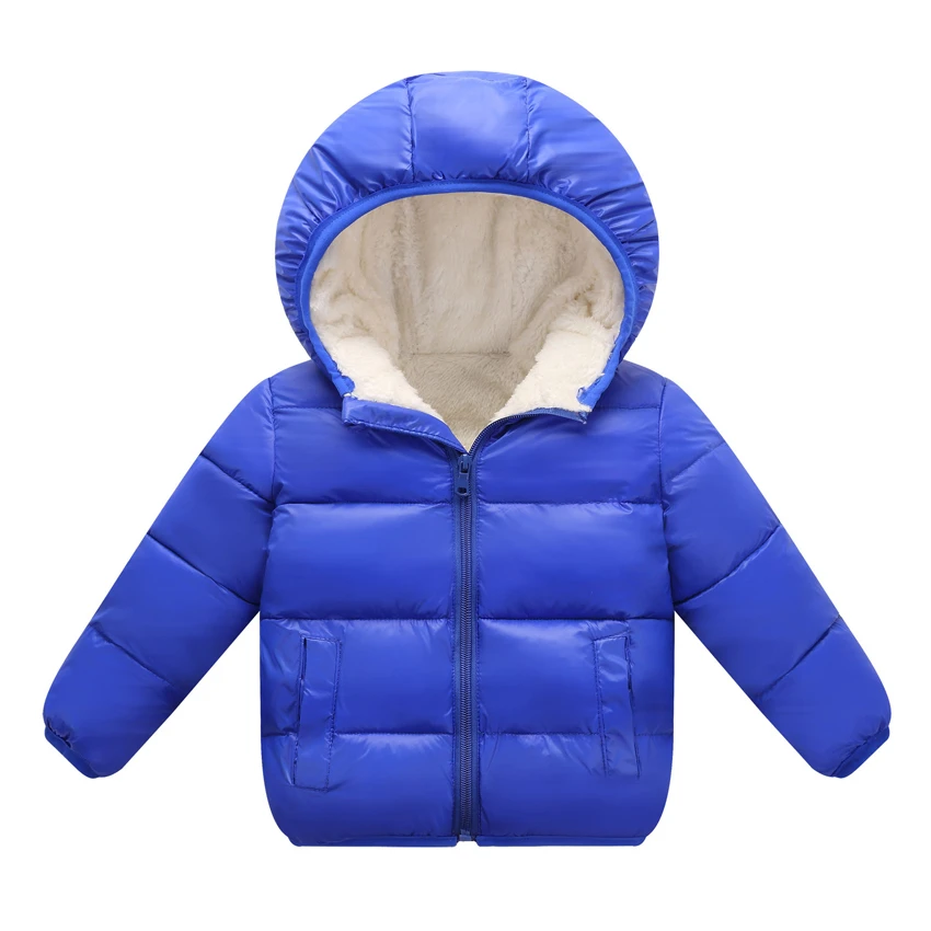 Hooded Blue Baby Girls Jacket Autumn Winter Jacket For Girls Coat Kids Warm Hooded Outerwear Coat For Boys Coat Children Clothes YJ108 - Цвет: Hooded Blue