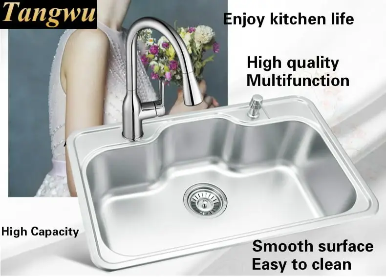 Бесплатная доставка Роскошная кухонная раковина с одним желобом весь чертеж