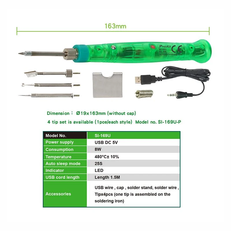 Набор инструментов Pro'sKit ручной паяльник с USB 8 Вт для техобслуживания и отделки
