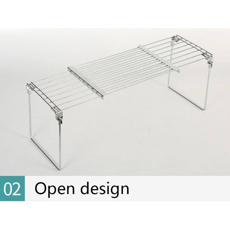 

2 in 1 Kitchen Expandable Counter Shelf Stackable Pantry Shelves Carbon Steel Cabinet Shelf Organizers