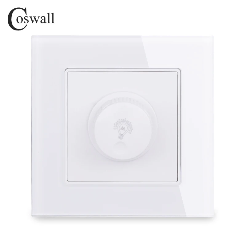 White COSWALL ламповый регулятор яркости только для Светодиодный светильник, лампочка, Хрустальная стеклянная панель, настенный светильник, переключатель 16A 15~ 300 Вт, регулируемая яркость - Цвет: White