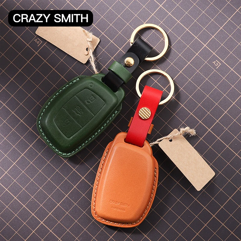 Чехол для ключей Crazy Smith ручной работы Hyundai IX25/MISTRA/Tucson/Elantra/VE из кожи растительного