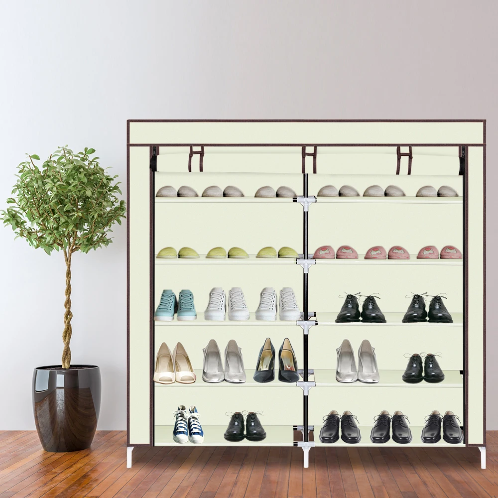 

7-tiers Storage Shoe Rack Dustproof Portable Non-woven Fabrics Shoe Shelf Shoe Cabinet Organizer Organ Space-saving Holder