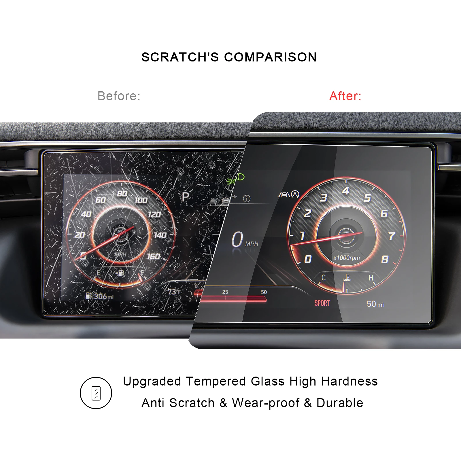 ruiya for 2021 tucson nx4 10 25 inch car lcd instrument screen protector auto interior accessories tempered glass film 268116mm free global shipping
