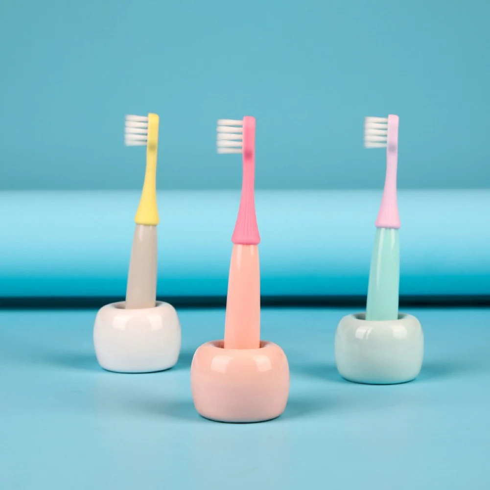 Cepillos de dientes suaves con forma de seta para ni&ntilde;os, suministros de limpieza Dental, cuidado bucal, 3 piezas-1