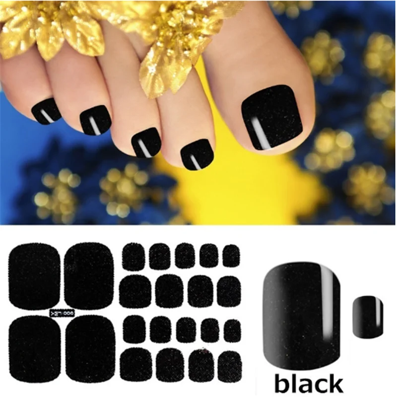 toenails black 1 лист полное покрытие носок дизайн ногтей Блеск Toenail стикер сверкающие наклейки ступни темно-розовый сексуальный Летний стиль Маникюр Прямая поставка - Цвет: toenails black