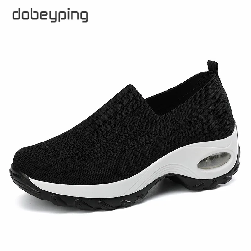 New Autumn Wedges Women's Shoes Air Mesh Woman Sneakers Flat Platforms Female Shoe Slip On Height Increasing Women Swing Shoes