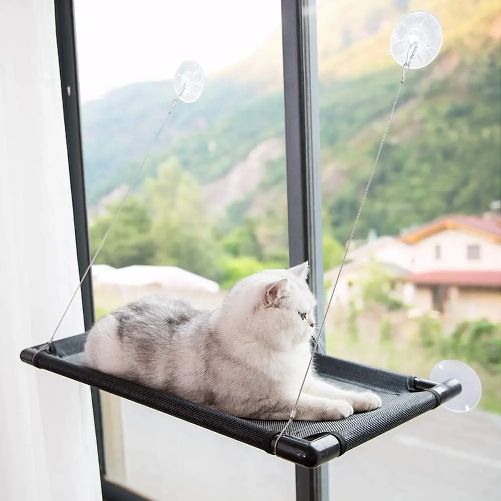 

Cat Hammock Window Resting Seat Perch Cat Bed for Indoor Cats Sleeping Heavy Duty Suction Cups Breathable Washable Mesh Durable