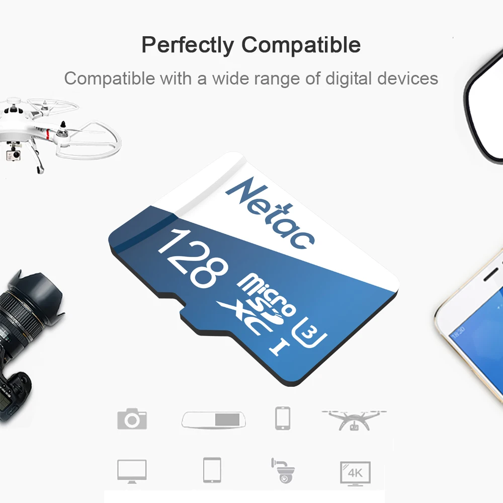 Netac Micro SD карта 32 ГБ 64 128 256 UHS 1 слот для карт памяти 16 GB видео в формате 4 K U3 V30 Flash SDCard