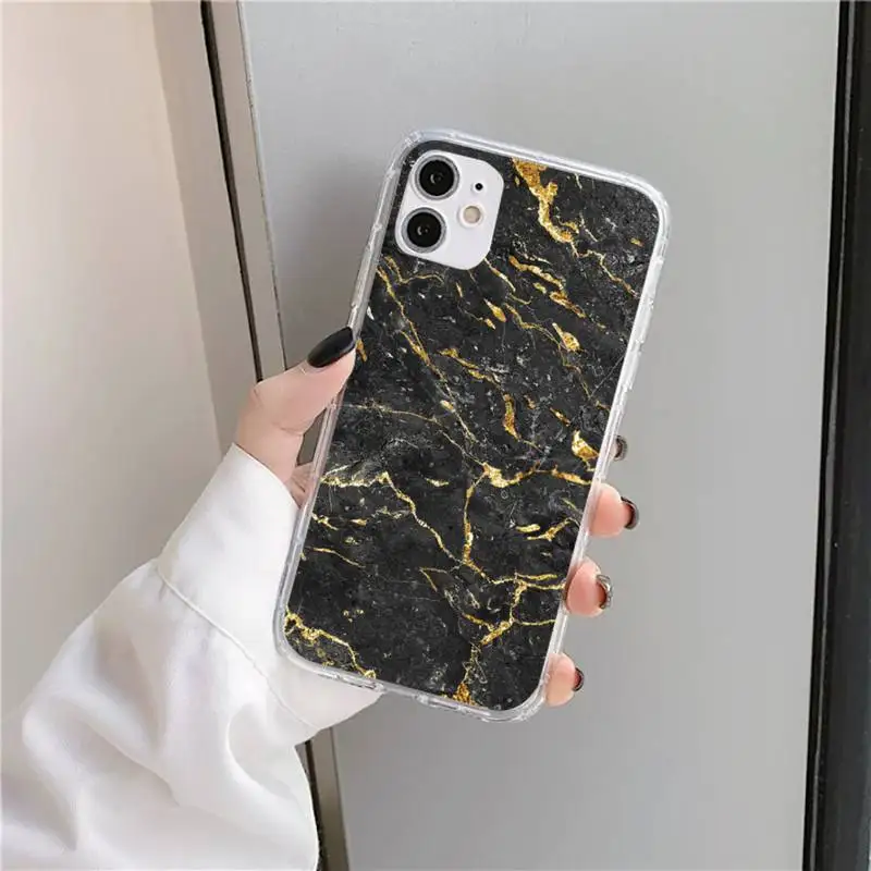 

Colorful Balck Gold Marble Pattern Phone Case Transparent for iPhone 11 12 mini pro XS MAX 8 7 6 6S Plus X 5S SE 2020 XR