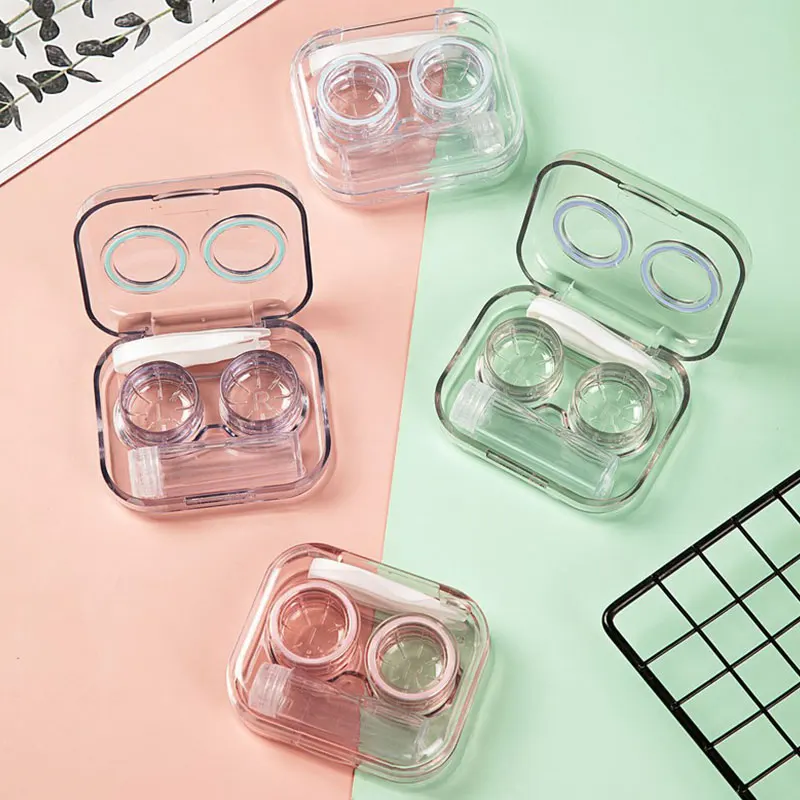 

New Style Contact Lenses Case Plastic Include Tweezers Suction Set Portable Contact Lens Box for Women Travel Parts Random Color