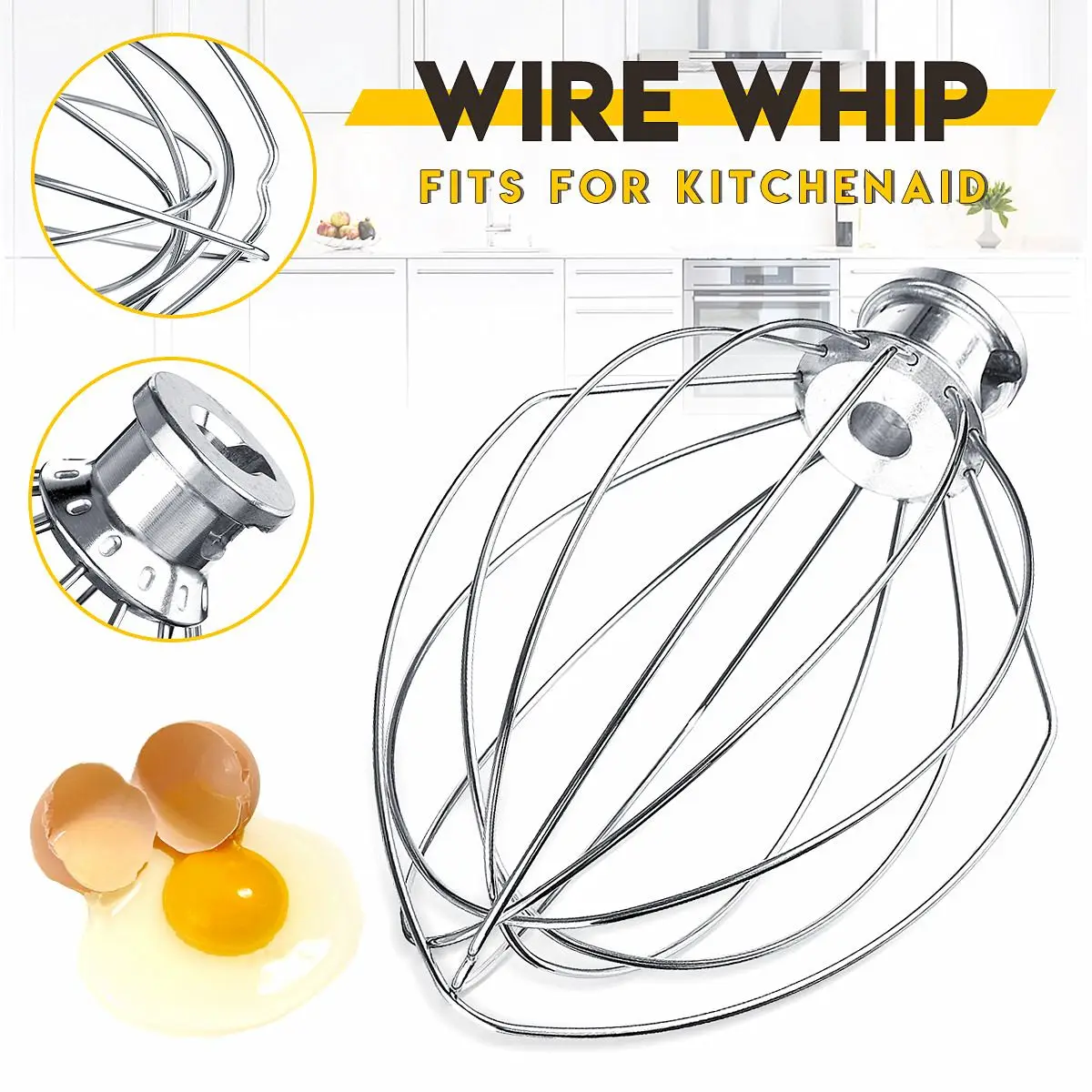 

1Pcs Stainless Steel Wire Whip Blender Mixer Parts for Kitchenaid K5AWW KSM90 KSM150 Flour Cake Whisk Egg Cream Kitchen Tools