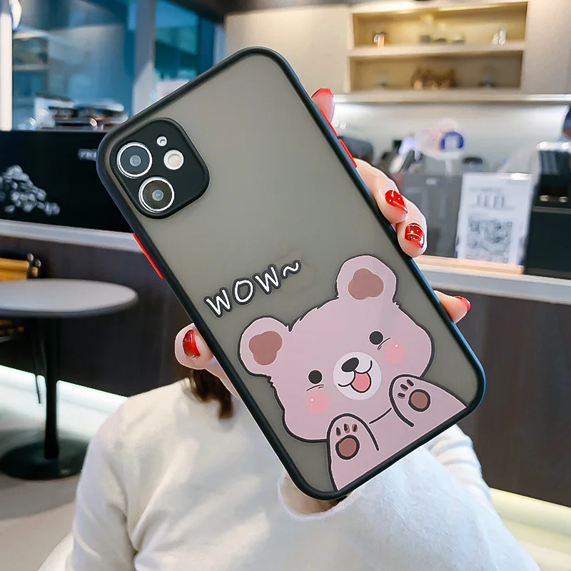 

Cute Cartoon Dinosaur Bear Phone Case for iPhone 12 Mini 11 Pro X XS Max XR 8 7 6 6s Plus Hard Matte Back Cover Fundas