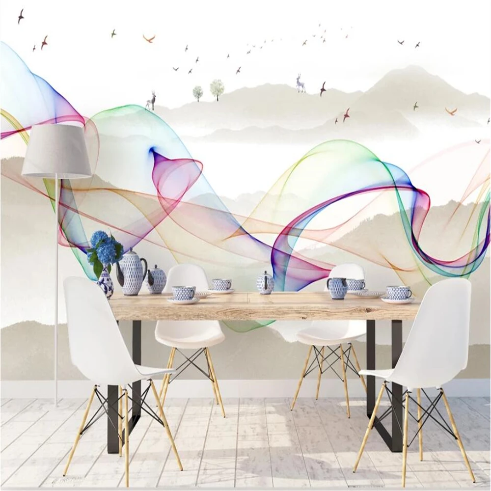 Новая китайская индивидуальная настенная бумага Diantu абстрактные чернила пейзаж