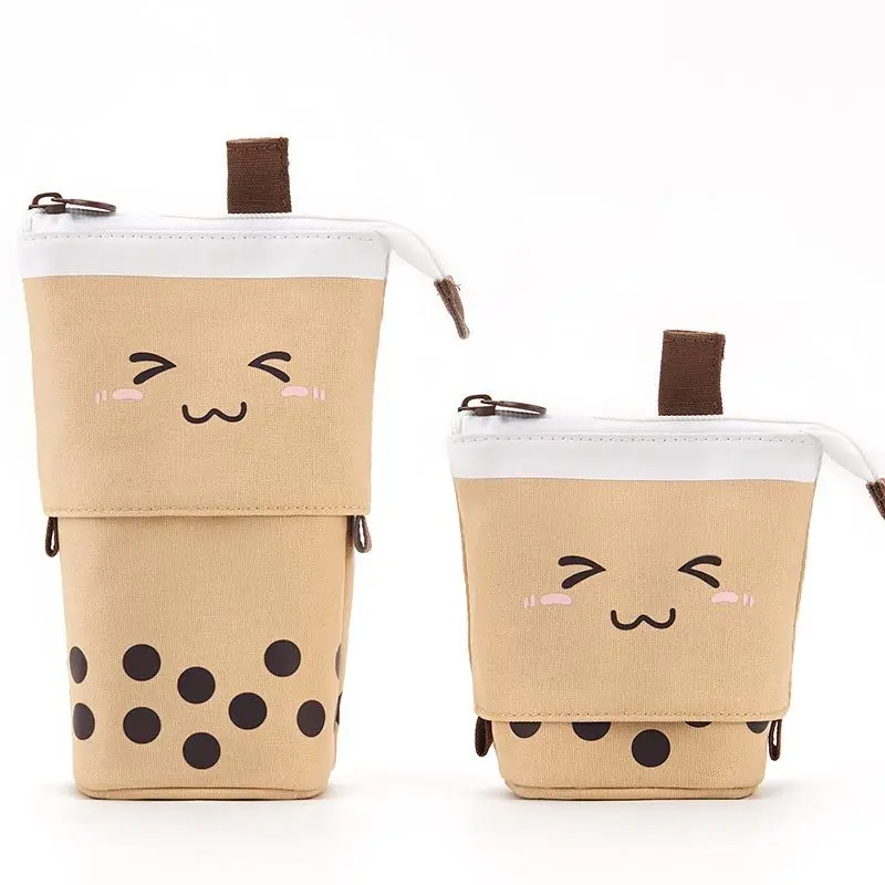 

Retractable round cosmetic case, cute pen holder storage bag, suitable for girls and students pen holder desk organizer