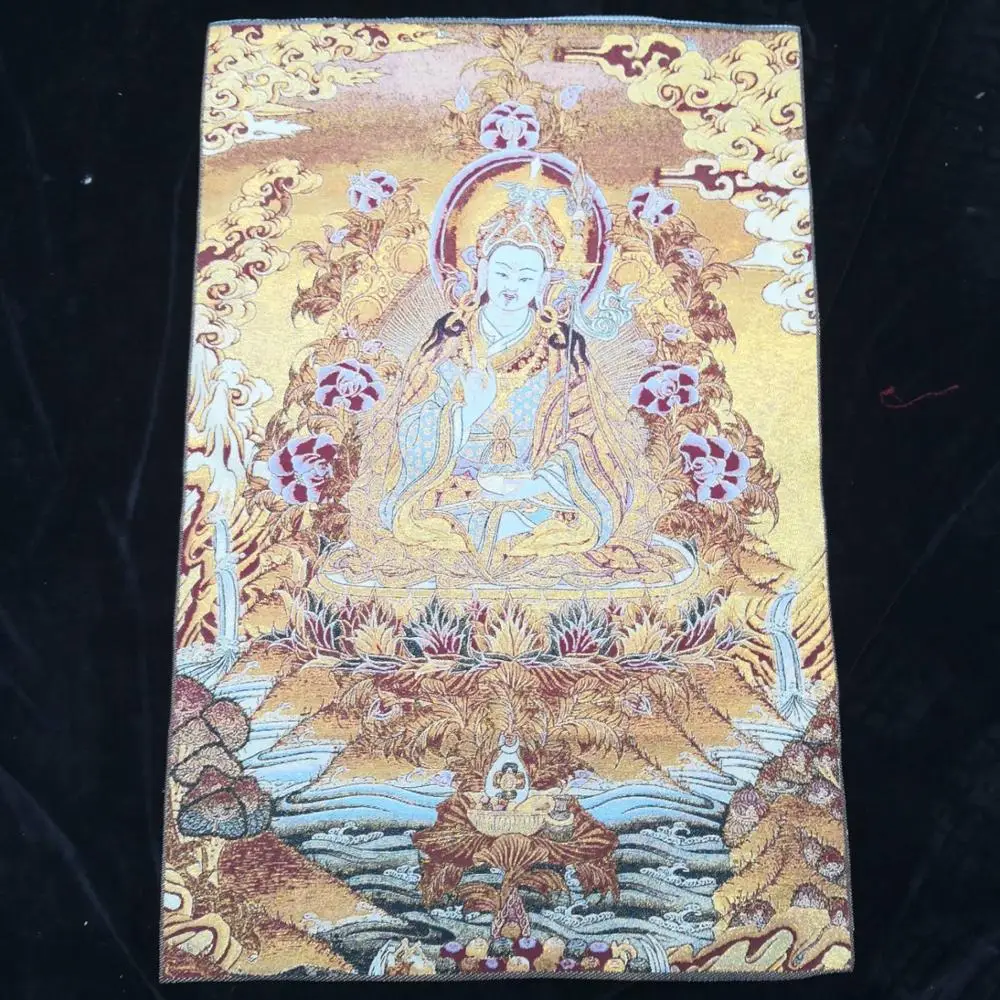 

35" Thangka embroidery Tibetan Buddhism silk embroidery brocade Nepal Padmasambhava Buddha statue Thangkas