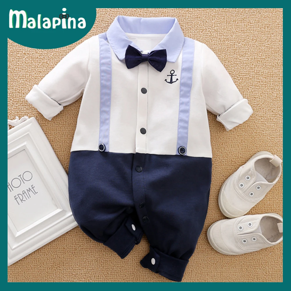 

Malapina Newborn Baby Clothes Long sleeve Cotton Suspender Style Gentleman Jumpsuit Boy Romper 0-24M Infant Clothing Overalls