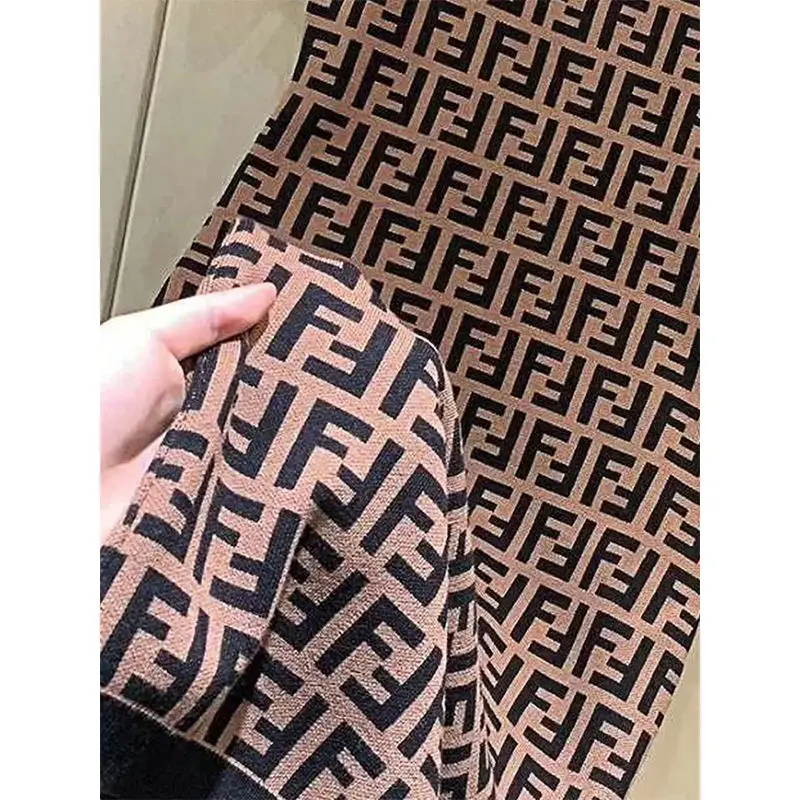 

Double F-letter Thin Knitted Pullover with Buttocks Showing Thin Dress Women's 2021 Summer New Style Large Skirt
