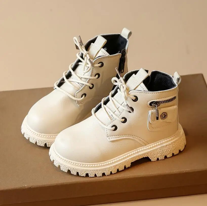 

2021 New Autumn Winter Girls Boots Leather Kids Boots Double Zip Design Waterproof Ankle Fashion Children Boots Size 21-30