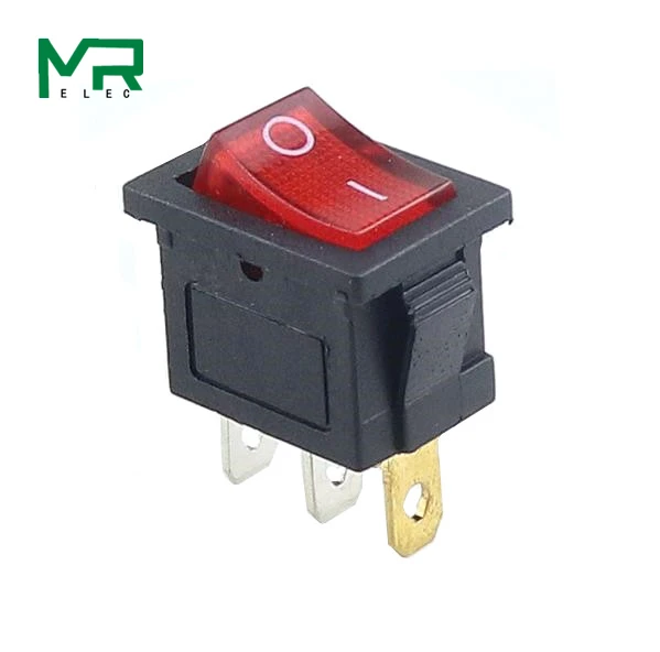 1 шт. KCD1 2PIin 3Pin Лодка Автомобильный кулисный переключатель 6A/10A 250 V/125 V AC красный желтый зеленый синий черный кнопка Лучшая цена KCD1 - Цвет: Red   3PIN  lamp