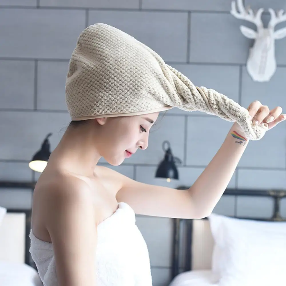 3Colors Magic Microfiber Hair Fast Drying Dryer Towel Bath Wrap Hat Quick Cap Turban Dry Button | Дом и сад