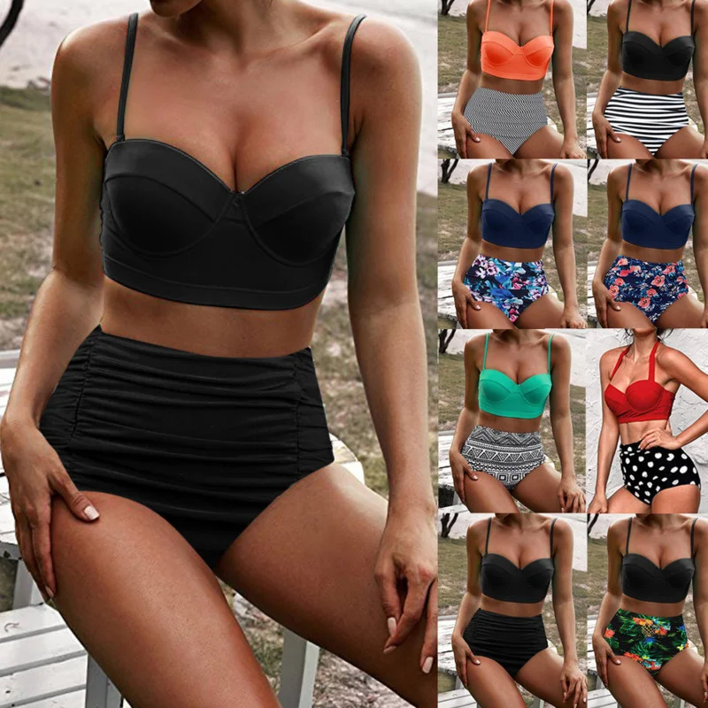 

Push Up Bikinis Sexy Women Bandeau Bikini Set Tanga Swimsuit High Waist Swimwear 2021 New Bathing Swim Suit Beach Dress Biquini