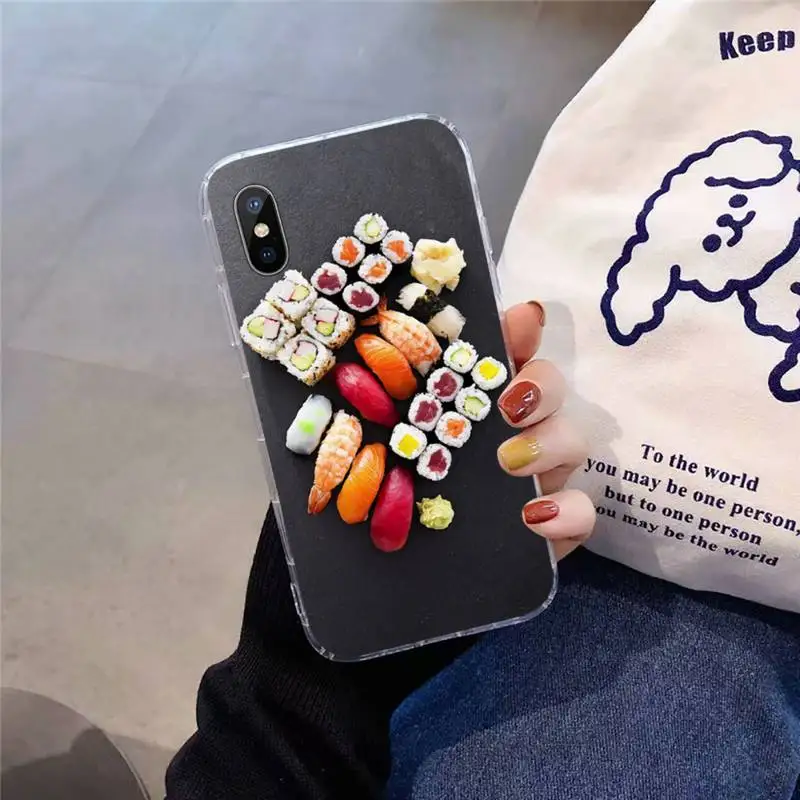 

cuisine sushi Phone Case Transparent for iPhone 11 12 mini pro XS MAX 8 7 6 6S Plus X 5S SE 2020 XR
