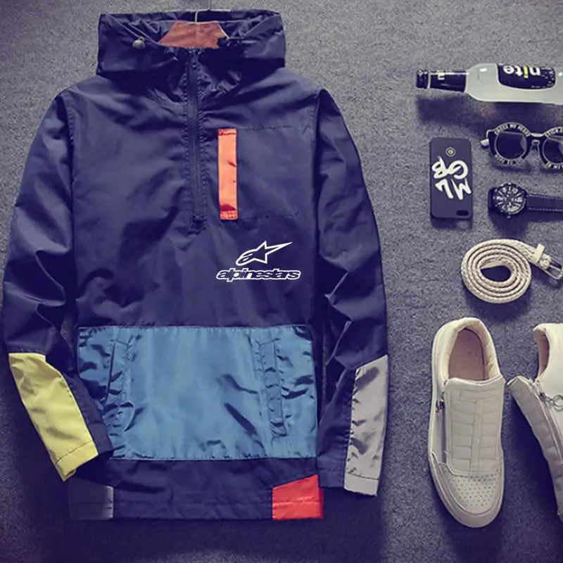 

2020 new fashion spring and summer mountain star jacket men's street windbreaker Hoodie zipper thin jacket men's casual jacket