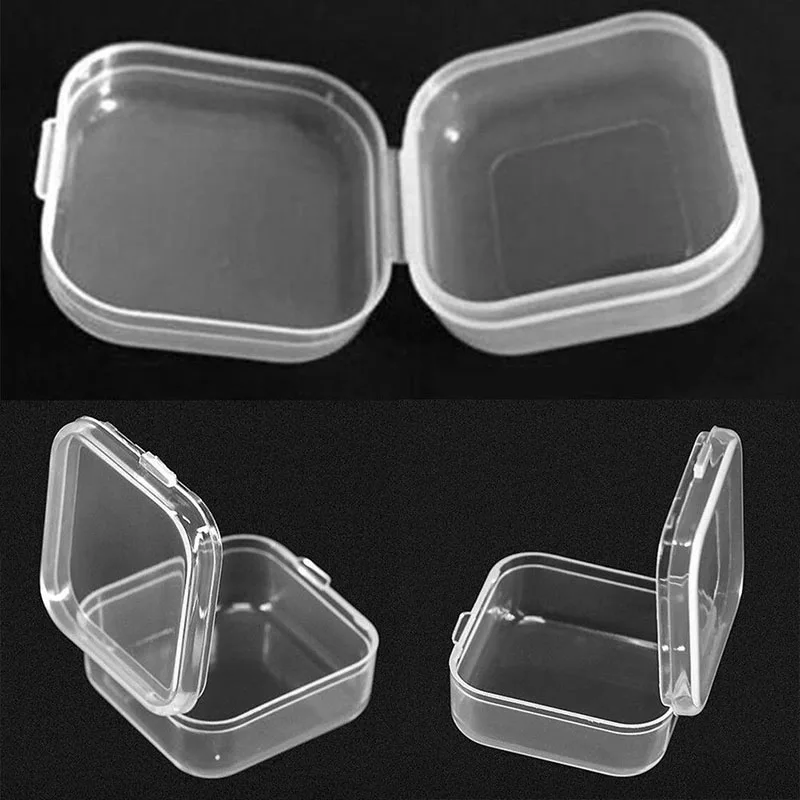 

Storage Mini Plastic Box Organizer 50pcs Clear Small Boxes Square Hook