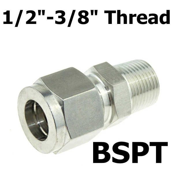 Inch OD Tube 3/" PT наружная резьба NPT x 6 мм 8 мм OD двойной наконечник трубки воздуха для компрессорной трубы разъем SS 304 нержавеющая сталь 1/4" 1/2" - Цвет: Inch OD Tube
