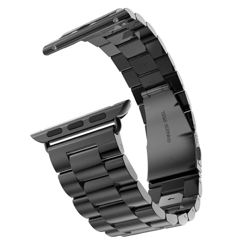 black Роскошный ремешок из нержавеющей стали для Apple Watch band 5 4 3 2 1 металлический браслет ремешок для iWatch 44 мм 42 мм 38 мм 40 мм аксессуары - Цвет ремешка: black