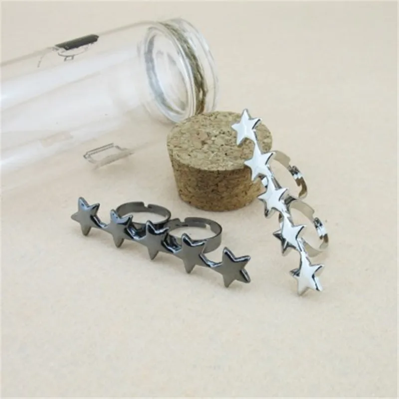 

Kpop Style Double Finger Rings For Women Men Jewelry Size Adjustable Black Silver Color Ring Best Gift Anillos Mujer