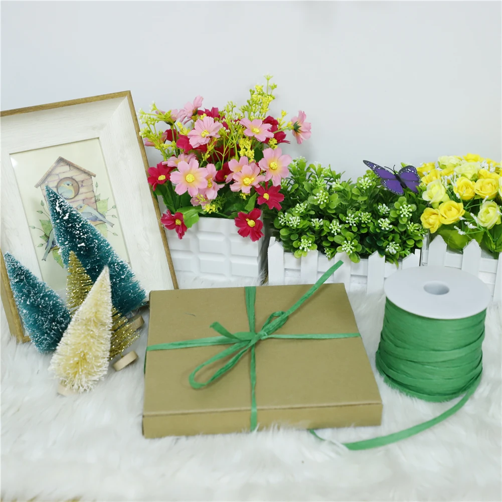 DIY 200 метров Raffia бумажная лента для творчества натуральная Оберточная Бумага Шпагат Веревка подарочная упаковочная лента для пасхальных вечерние свадебные украшения