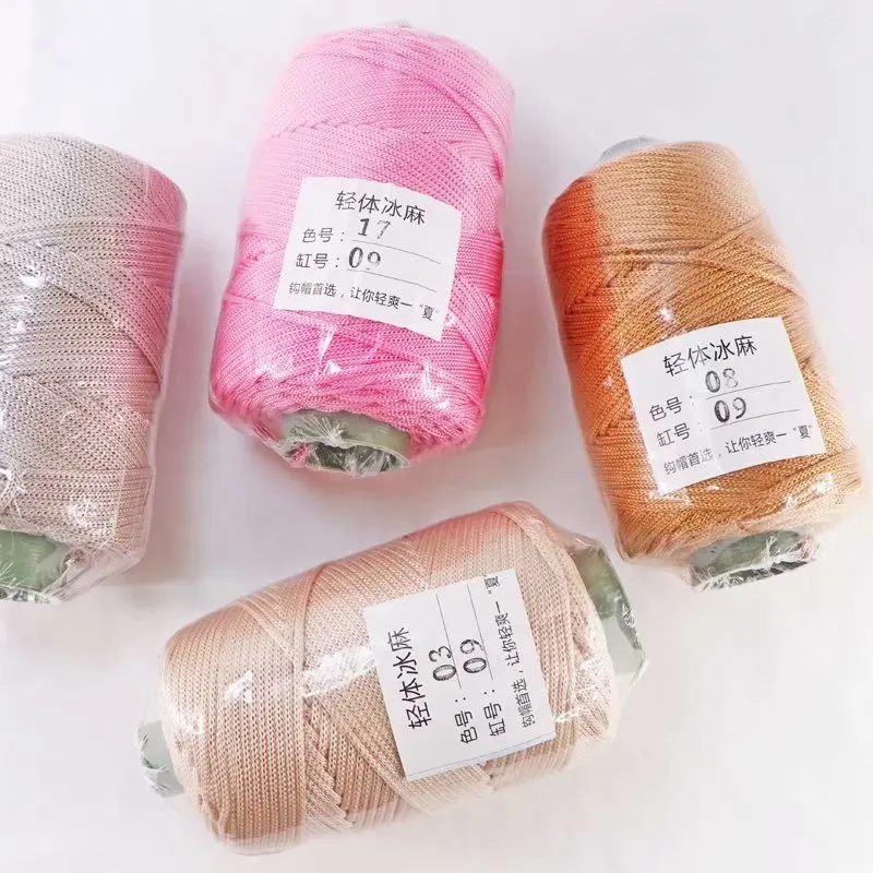 bulky yarn 230 grams of light viscose ice rope summer sun hat hand woven diy hook cushion hollow bright silk medium thick wool | Дом и сад