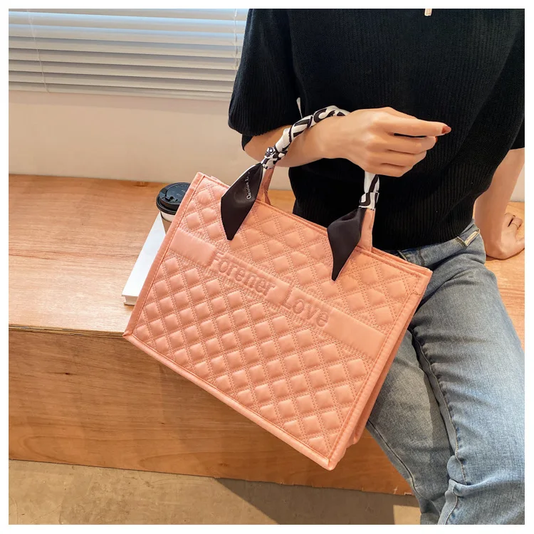 Брендовая дизайнерская стеганая женская сумка в клетку ретро-шарф через плечо