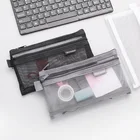 Сетчатый Чехол для карандашей, прозрачный пенал, сумка для хранения, простой Органайзер различных цветов, офисные канцелярские принадлежности