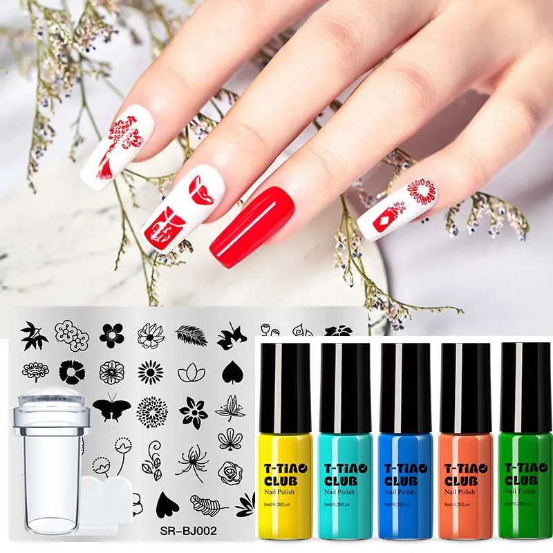 

Лак для стемпинга T-TIAO CLUB, черный, белый, золотой, серебристый, зеленый, для дизайна ногтей «сделай сам»