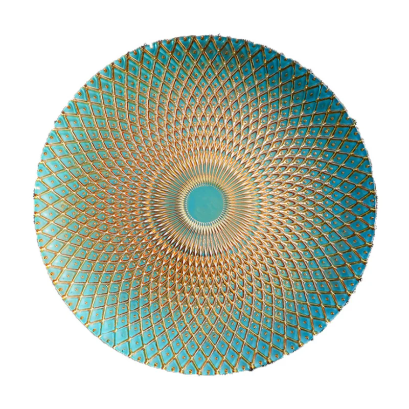 

European Style Electroplating Glass Plate Tableware Hotel Restaurant Supplies Fruit Steak Dish Plate Dessert Bread Tray Kitchen