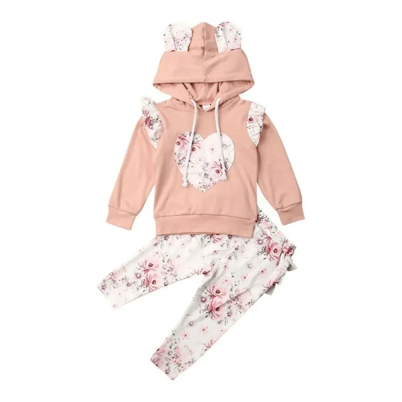

Pudcoco 2019 New 0-24M Newborn Baby Girl Tracksuit Clothes Sets Flowers Hooded Sweatshirt Top Pants Trousers Outfit Clothes Sets