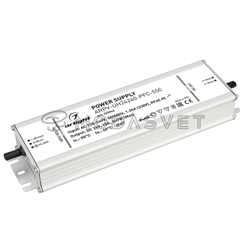 Блок питания ARPV-UH24240-PFC-55C (24V 10.0A 240W) ( IP67 Металл 5 лет) | Освещение
