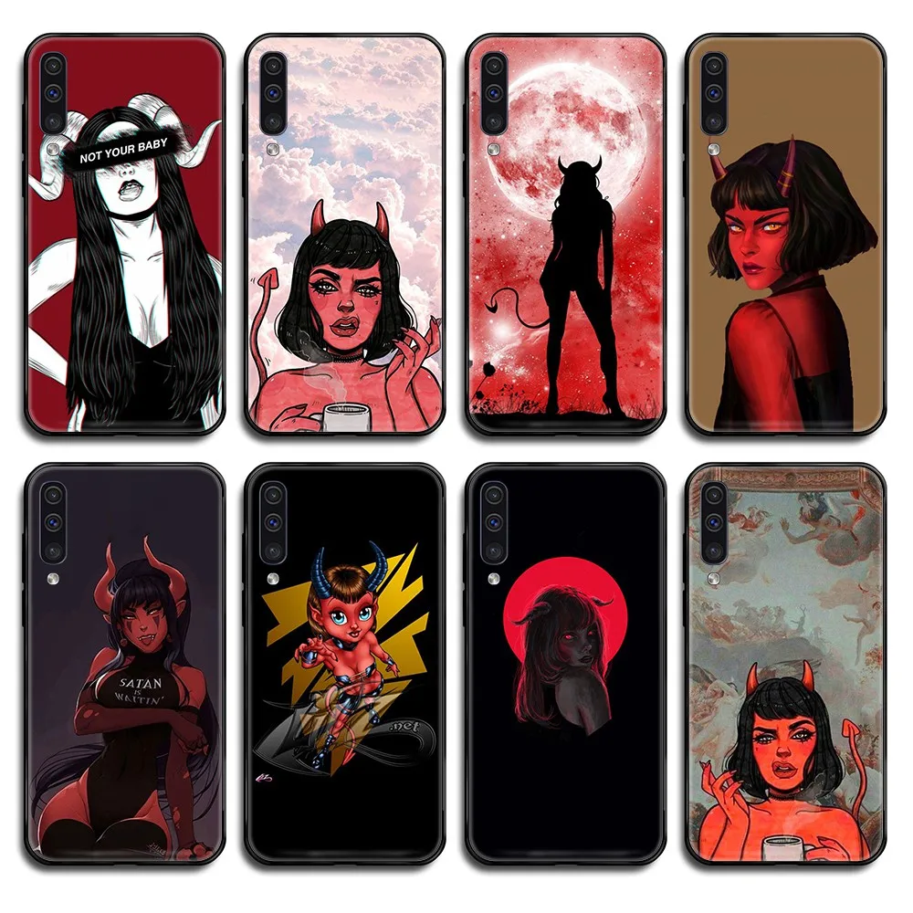 Сексуальный черный чехол-бампер Devil Woman pretty для Samsung Galaxy A C Note 3 4 5 6 7 8 10 20 40 50 70 E S Plus Pro